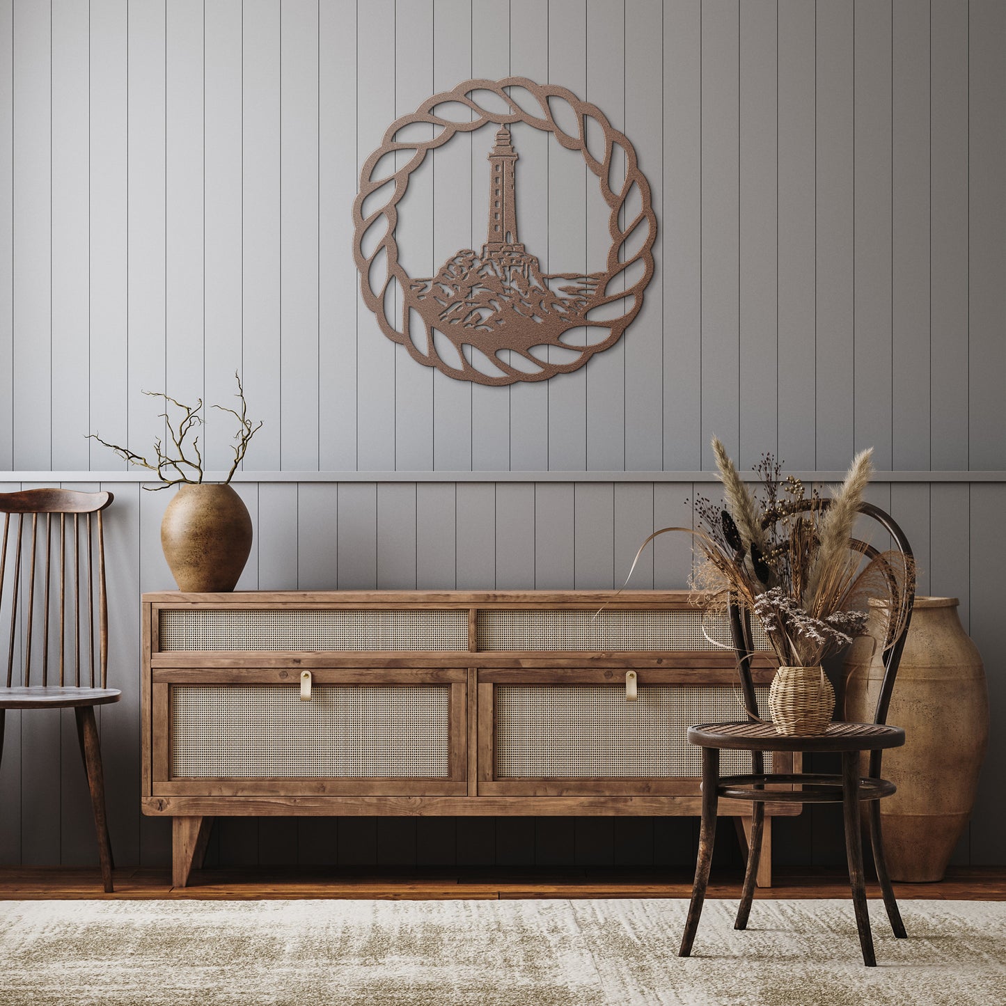 Coastal Beacon: Metal Lighthouse Wall Art