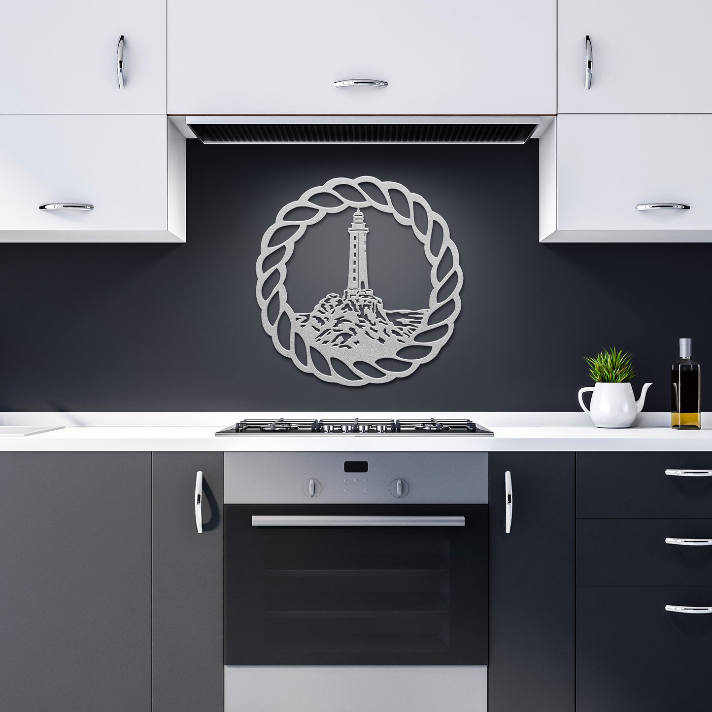 Coastal Beacon: Metal Lighthouse Wall Art