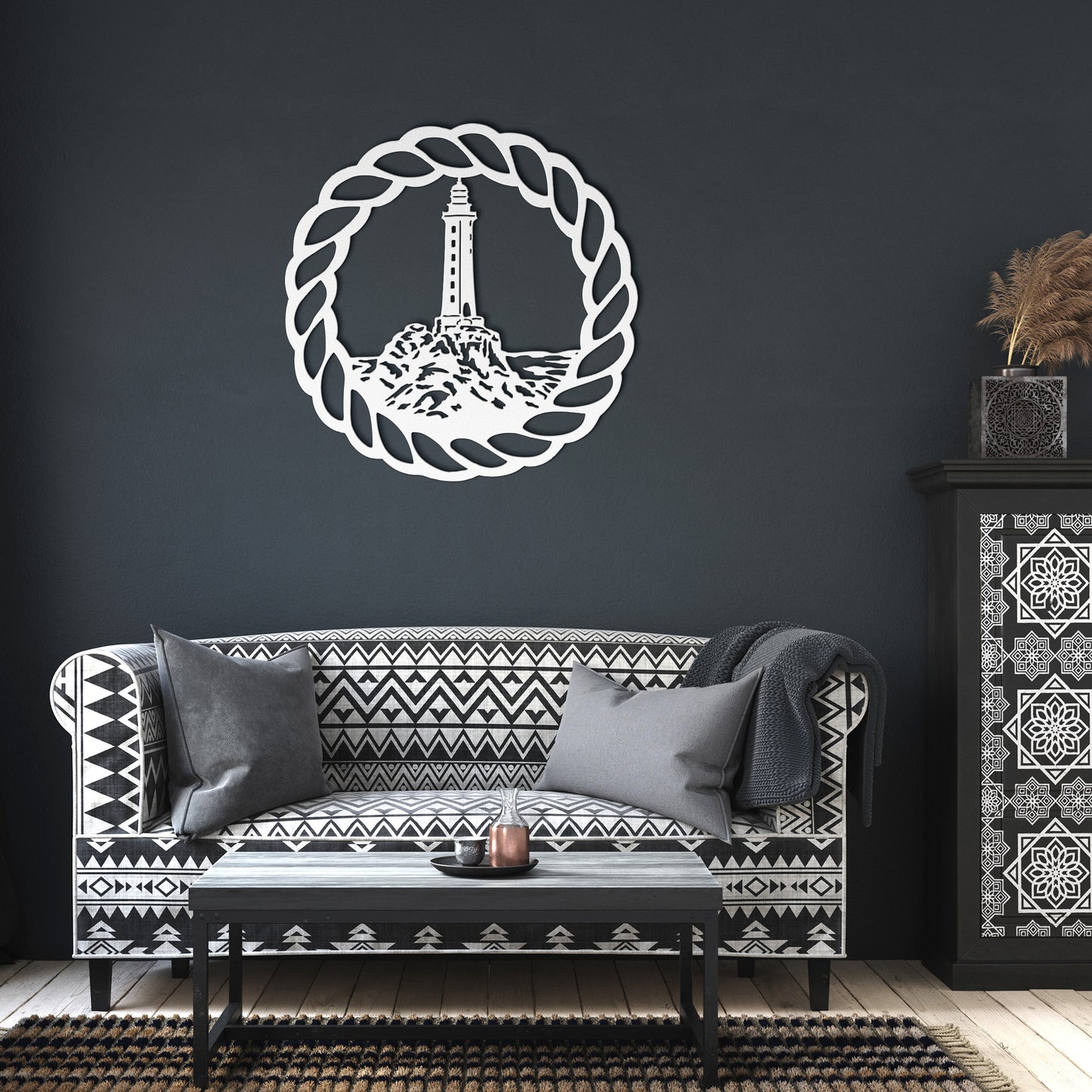 Coastal Beacon: Metal Lighthouse Wall Art