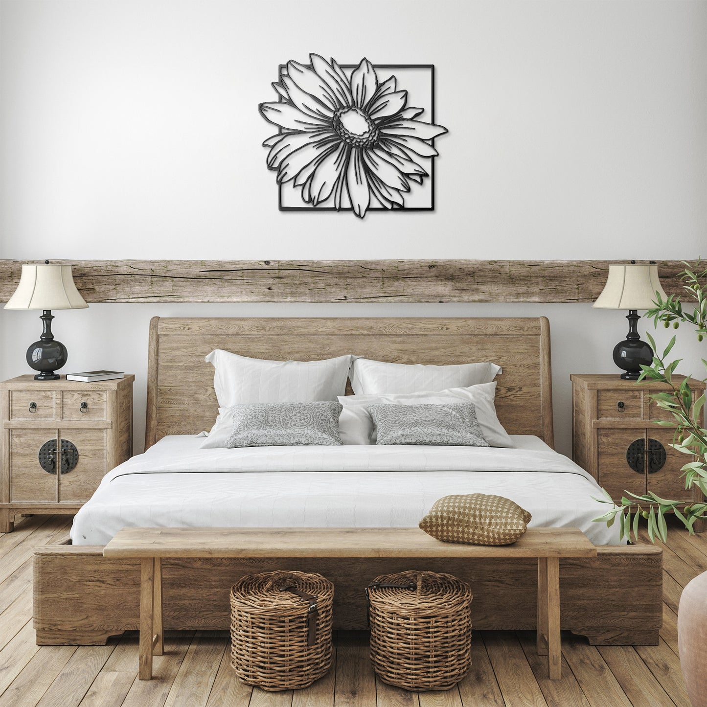 Framed metal Daisy flower wall art