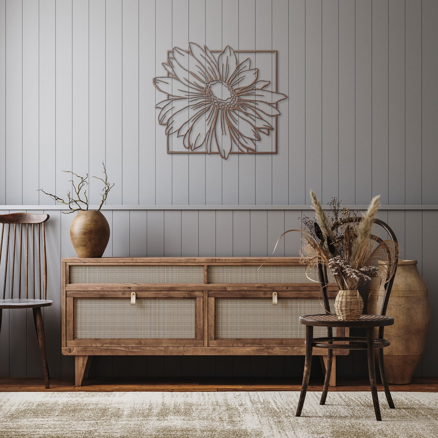 Framed metal Daisy flower wall art