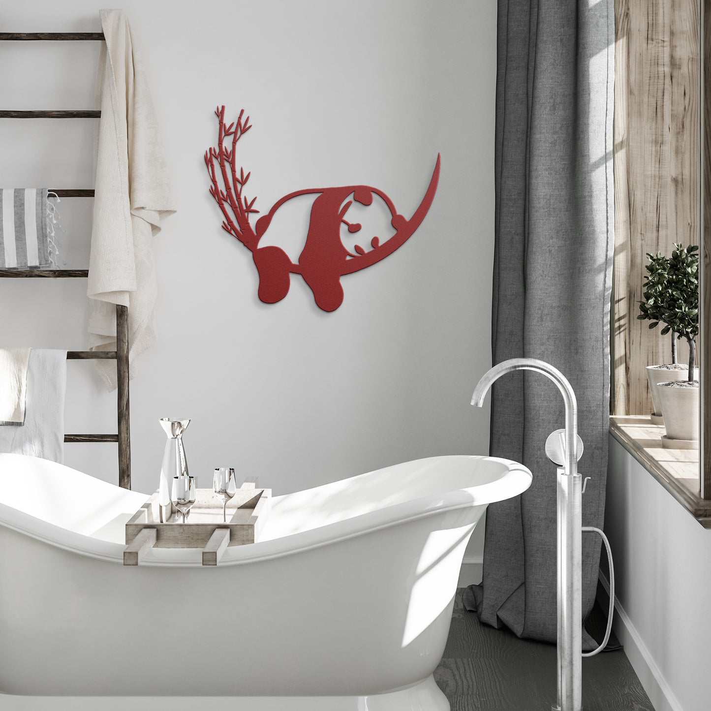 Metal Panda and Bamboo wall art