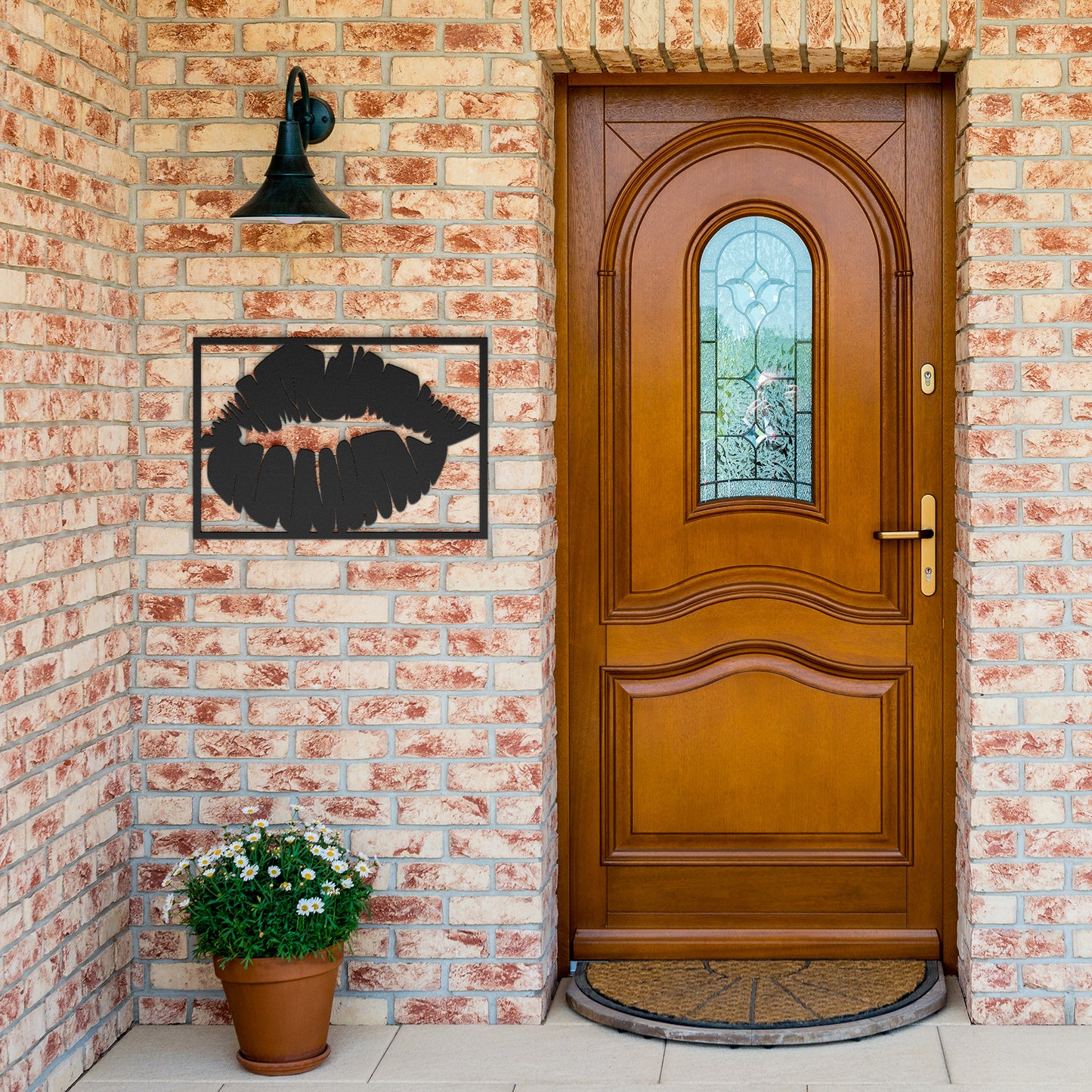 Metallic Kiss: Sensual Lips Wall Art