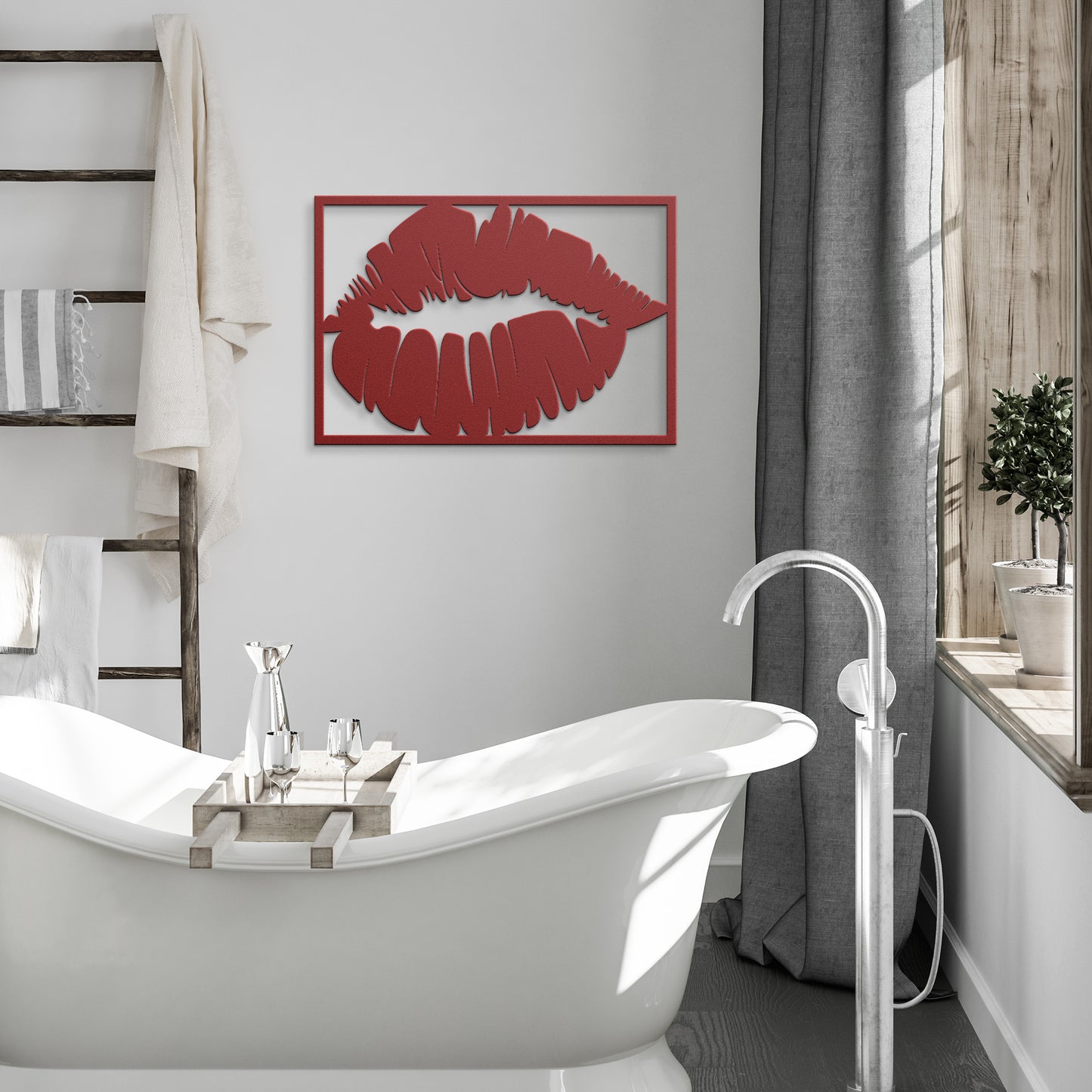 Metallic Kiss: Sensual Lips Wall Art