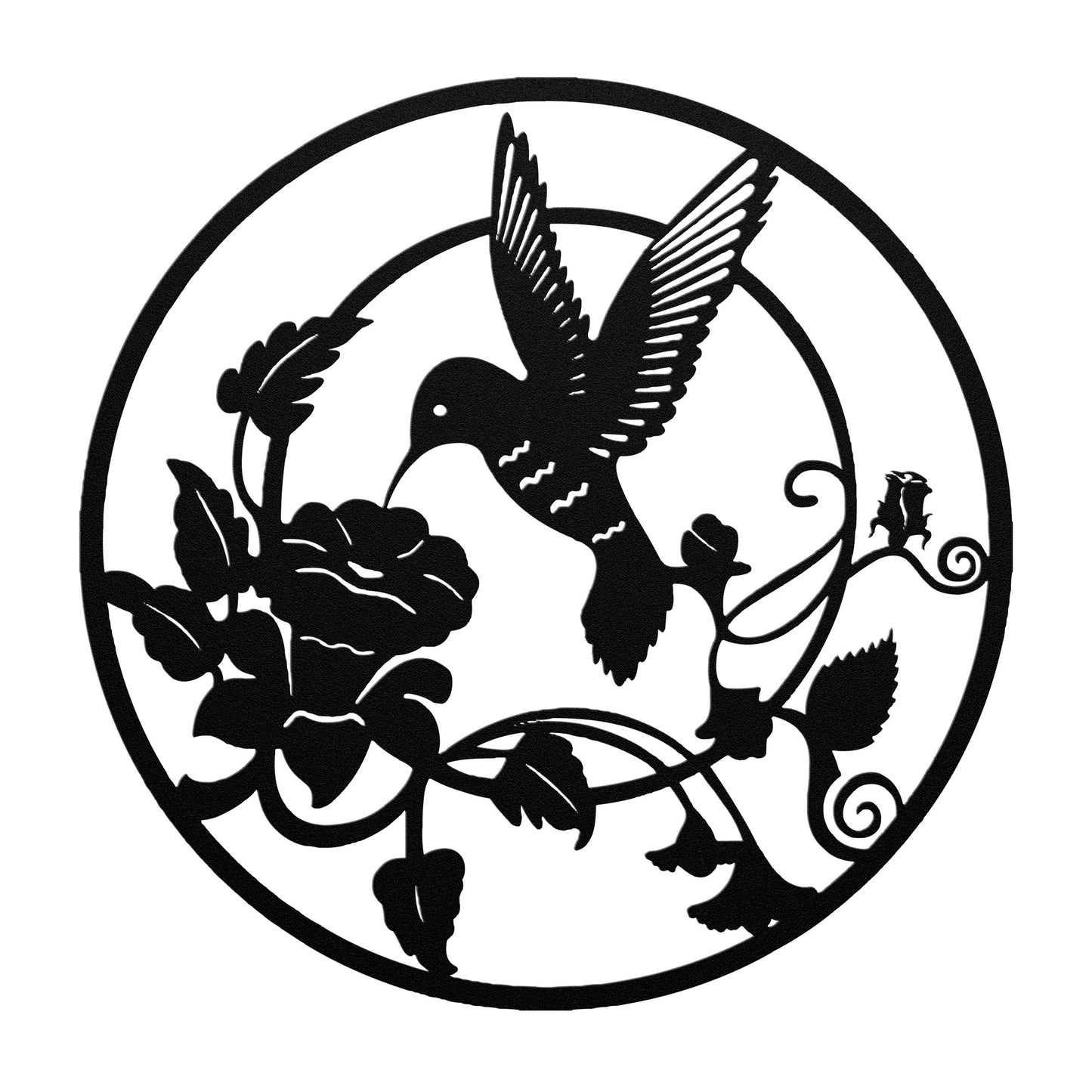 Round metal Hummingbird wall art