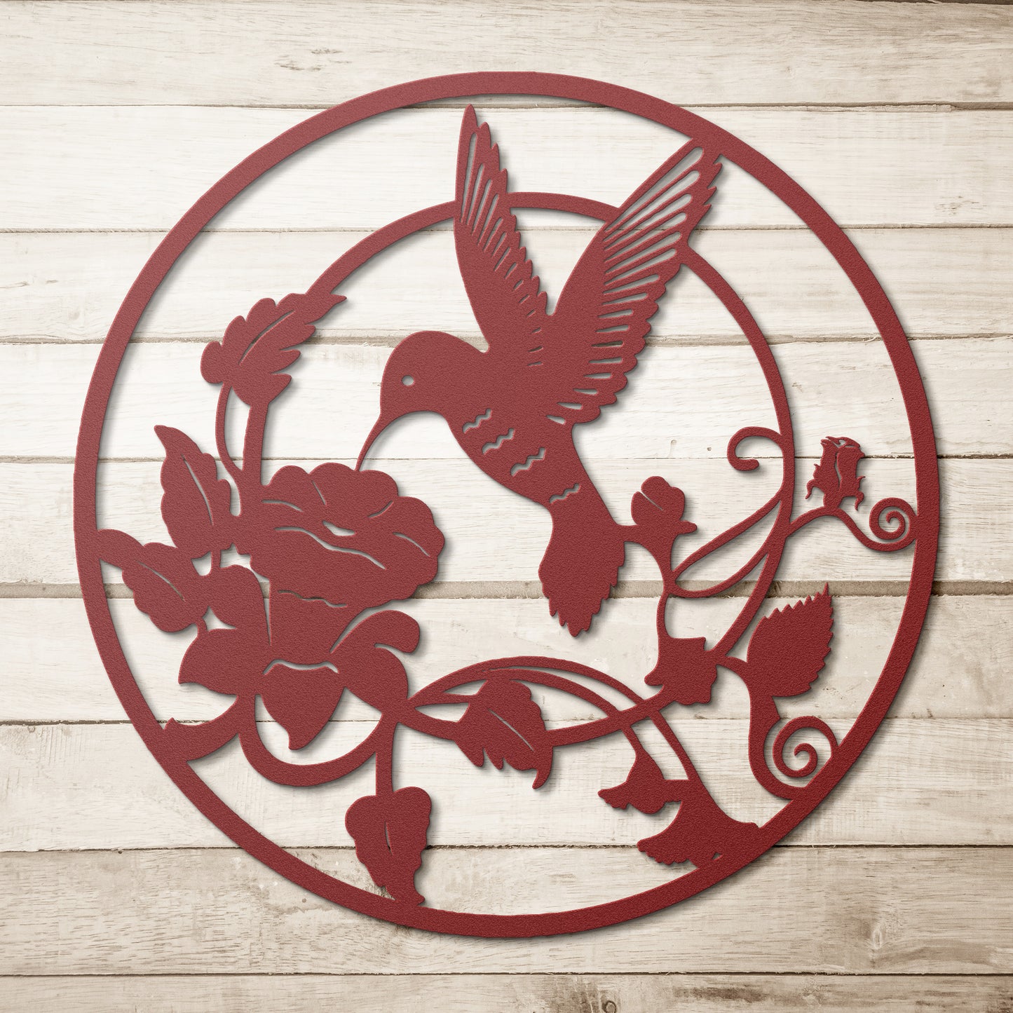 Round metal Hummingbird wall art