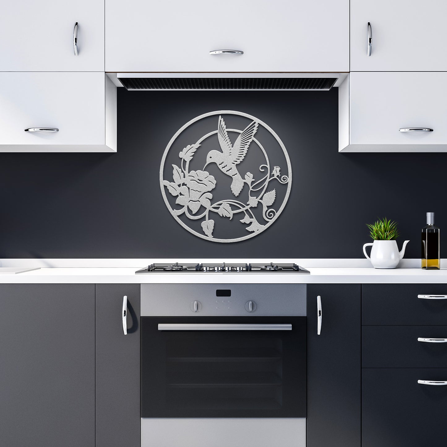 Round metal Hummingbird wall art