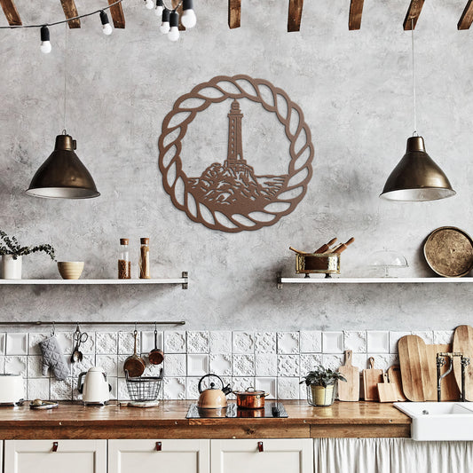 Coastal Beacon: Metal Lighthouse Wall Art
