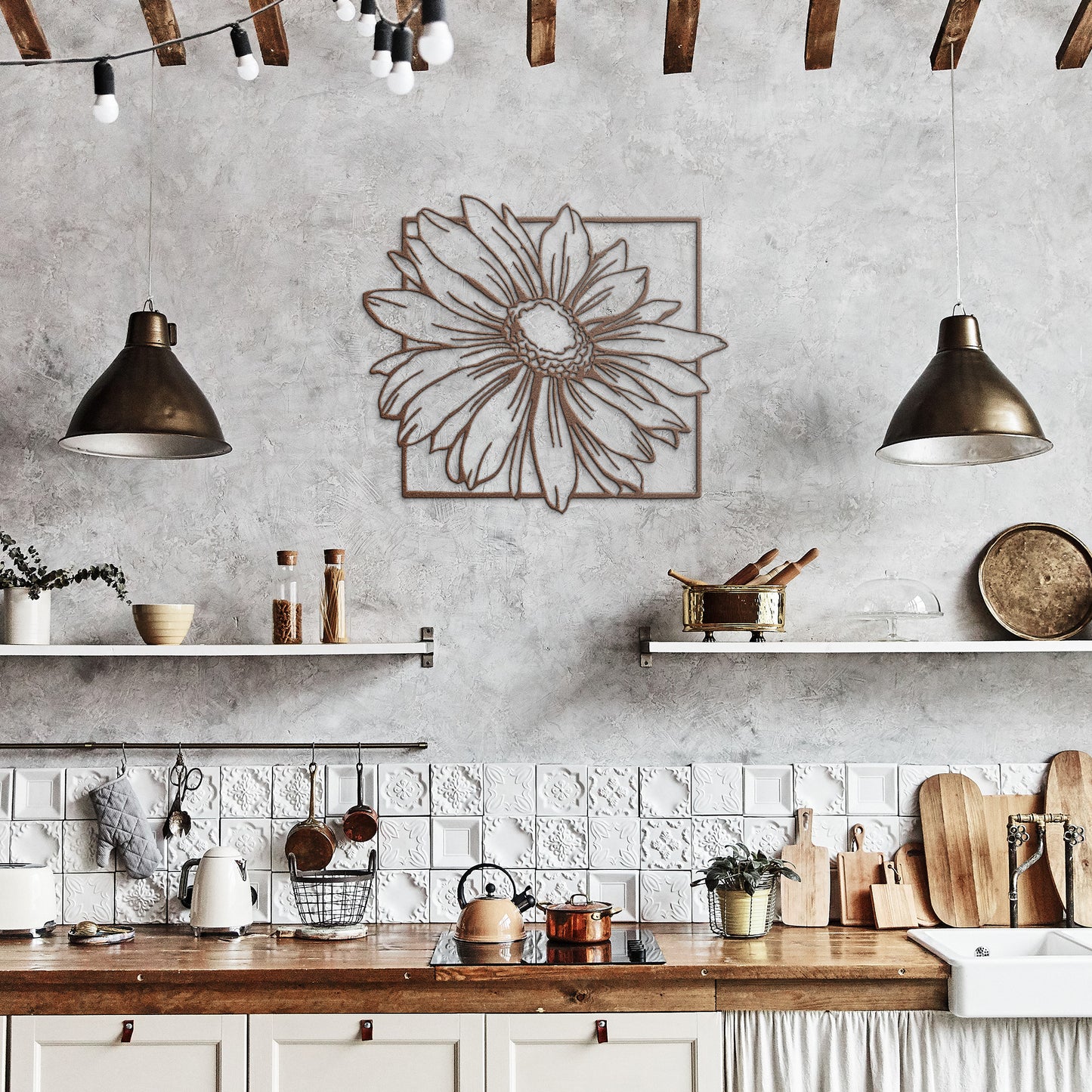 Framed metal Daisy flower wall art