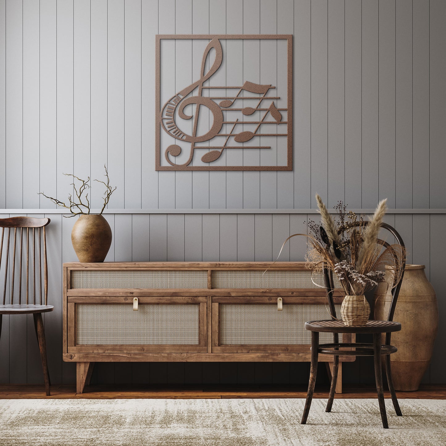 Harmony in Metal: Treble Clef Music Notes Wall Art