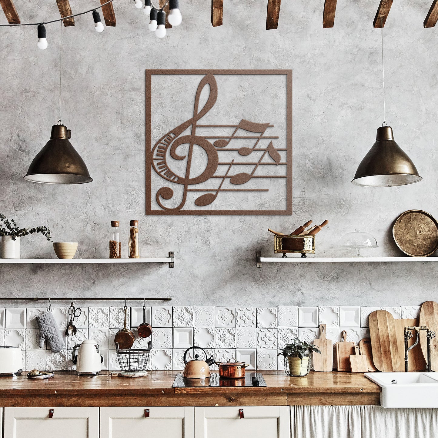 Harmony in Metal: Treble Clef Music Notes Wall Art