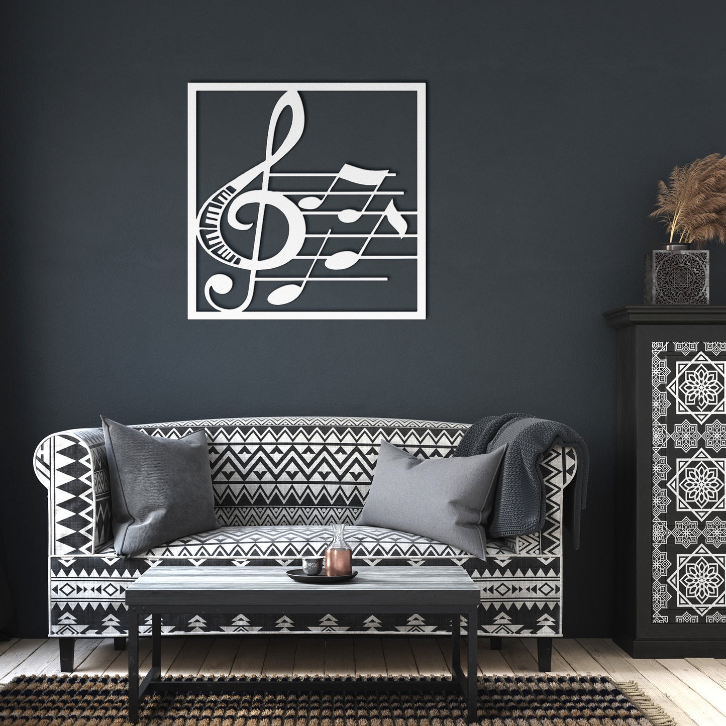 Harmony in Metal: Treble Clef Music Notes Wall Art
