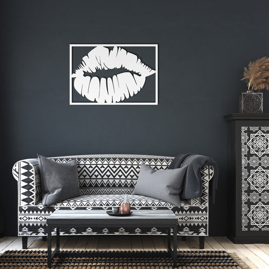 Metallic Kiss: Sensual Lips Wall Art